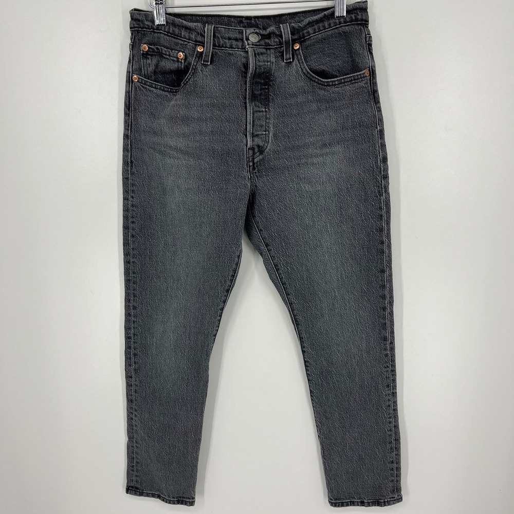 Levis‎ 501 Jeans Womens 29 Washed Black High Rise Button Fly Denim Pants